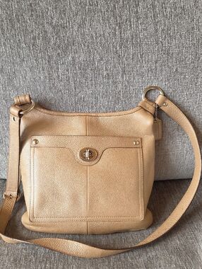 Coach Pebbled Leather Crossbody in Light Tan
